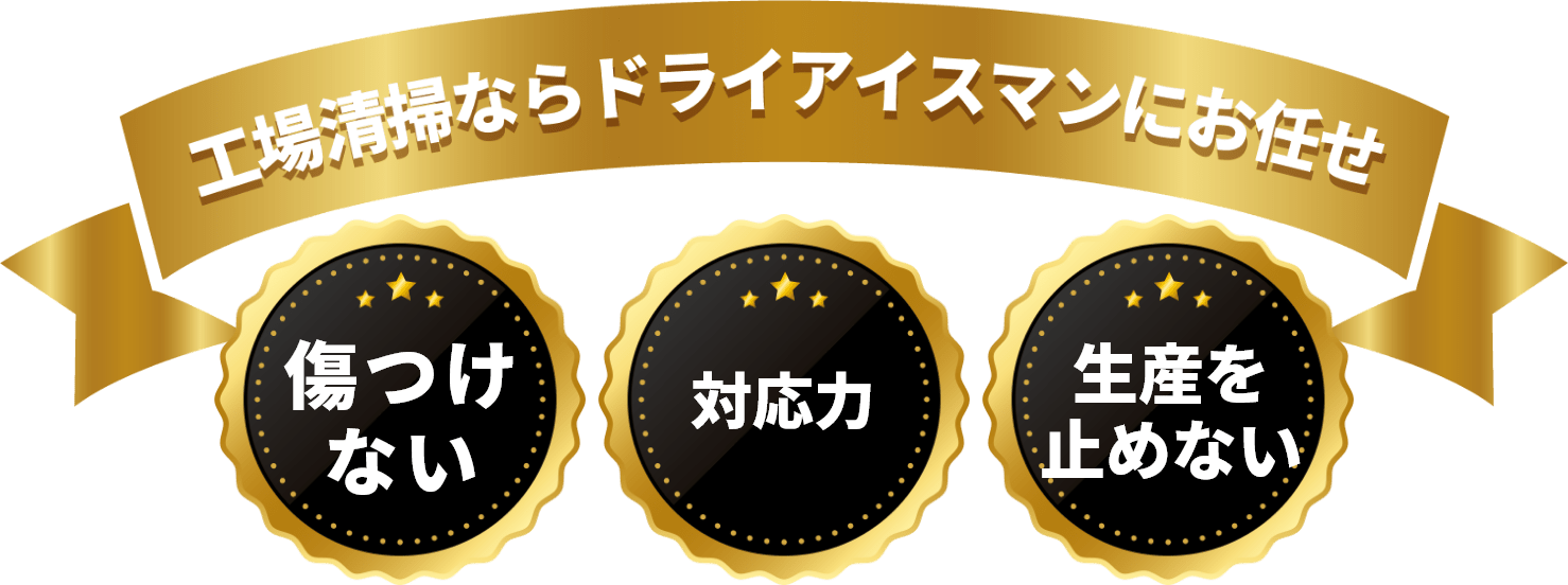 工場清掃ならドライアイスマンにお任せ。傷つけない、対応力、生産を止めない